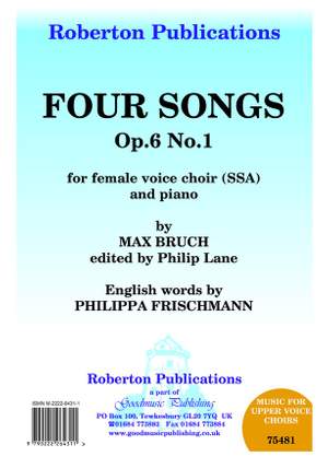 Bruch: Four Songs Op.6/1 Lane/Frischmann