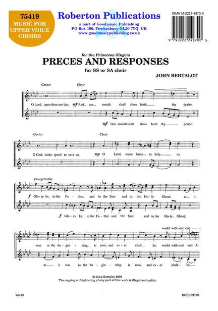 Bertalot: Preces And Responses