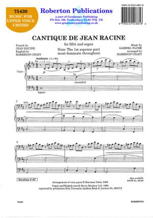 Faure G: Cantique De Jean Racine (Oxley)