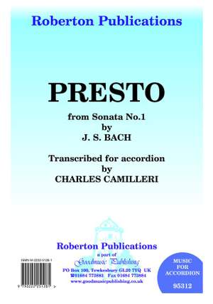 Bach Js: Presto (Sonata 1) (Tr.Camilleri)