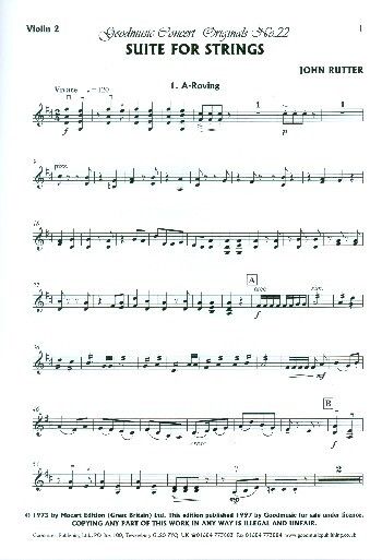 Rutter J: Suite For Strings Violin 2