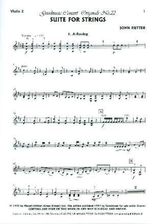Rutter J: Suite For Strings Violin 2