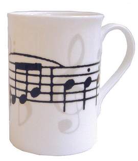 Mug Grey Music Notes Bone China