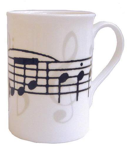 Mug Grey Music Notes Bone China