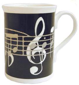 Mug Black Music Notes Bone China