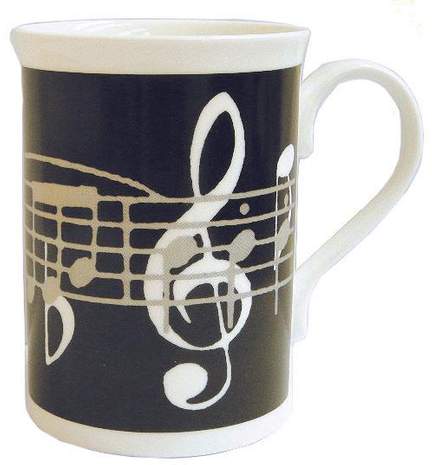 Mug Black Music Notes Bone China