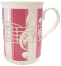 Mug Pink Stripe Music Notes Bone China