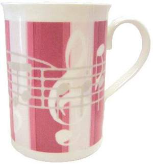 Mug Pink Stripe Music Notes Bone China