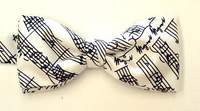 100% Pure Silk White Bow Tie with Mozart Manuscript
