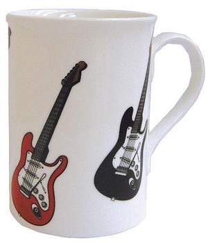 Red & Black Electric Guitars Bone China Mug