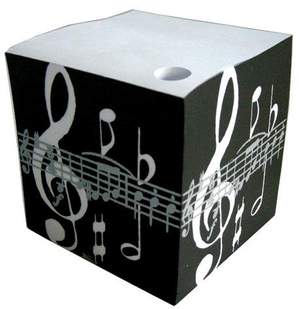 Black Music Notes Telephone Cube Pad