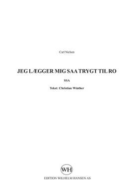 Carl Nielsen: Jeg Lægger Mig Saa Trygt Til Ro