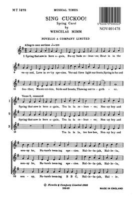 Elizabeth Poston_Wenceslas Mimm: Sing Cuckoo! (Spring Carol)