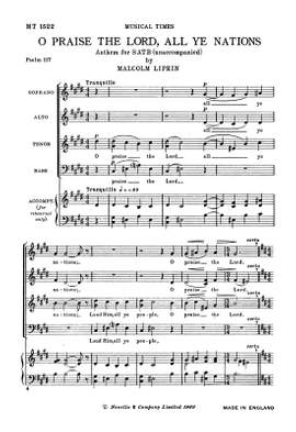Malcolm Lipkin: O Praise The Lord All Ye Nations