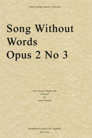 Tchaikovsky, Pyotr Ilyich: Song without Words, Opus 2 No. 3