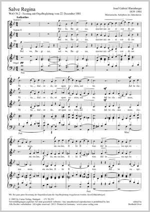 Rheinberger: Salve Regina (Fassung mit Orgel) WoO 54,2