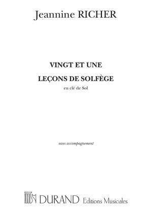 Richer: 21 Leçons de Solfège Vol.1: Sans Accompagnement