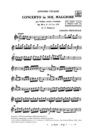 Vivaldi: Concerto FI/173 (RV310, Op.3/3) in G major