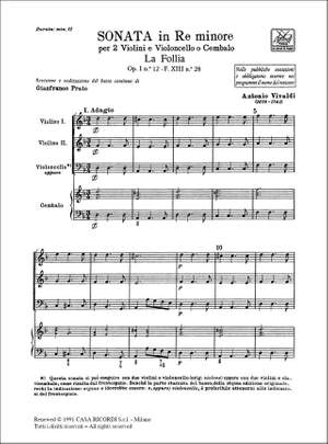 Vivaldi: Sonata FXIII/28 (RV63, Op.1/12) in D minor