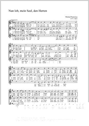 Praetorius: Nun lob, mein Seel, den Herren (Op.9 no. 105; G-Dur)