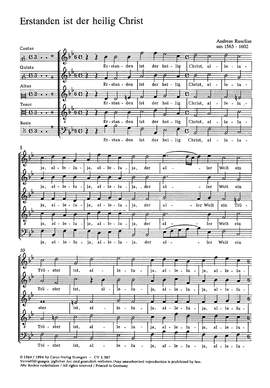 Raselius: Erstanden ist der heilig Christ (BDur)