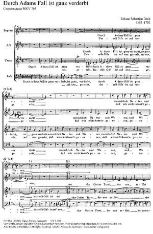 Bach, JS: Durch Adams Fall ist ganz verderbt (BWV 705)