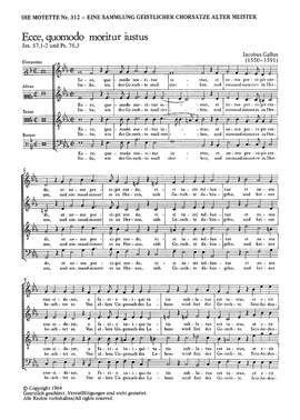 Gallus: Ecce, quomodo moritur iustus (EsDur)