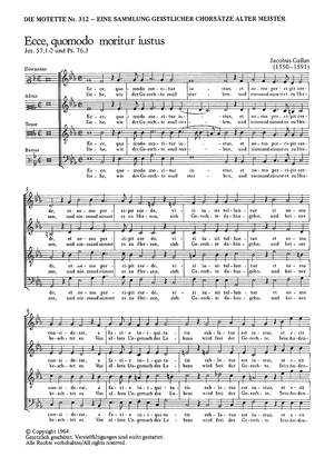 Gallus: Ecce, quomodo moritur iustus (EsDur)