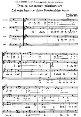 Lasso: Domine, fac mecum misericordiam (Laß mich, Herr, von deiner Barmherzigkeit kosten) (no. 8; GDur)