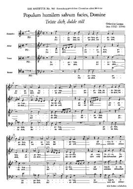 Lasso: Populum humilem salvum facies, Domine (Tröste dich, dulde still) (no. 12; BDur)