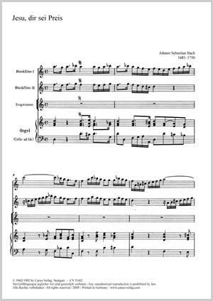 Bach, JS: Jesu, dir sei Preis (BWV 142 / Anh. II 23 no. 7; d-Moll)