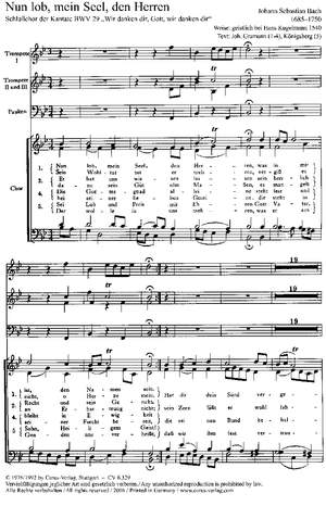 Bach, JS: Nun lob, mein Seel, den Herren (BWV 29 no. 8; D-Dur)