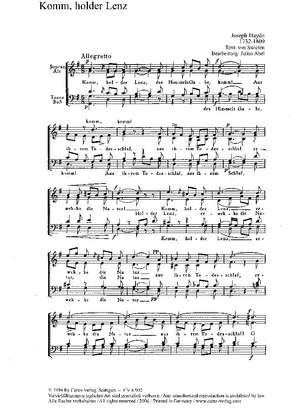 Haydn: Komm, holder Lenz (G-Dur)