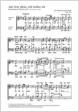 Mendelssohn Bartholdy: Auf Gott allein will hoffen ich (Op.23 no. 1 (daraus); A-Dur)