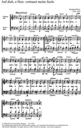 Klein: Auf dich, o Herr, vertrauet meine Seele (BDur)