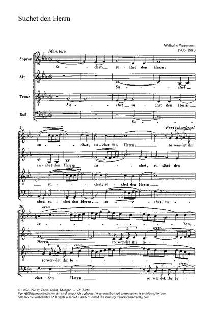 Weismann: Suchet den Herrn