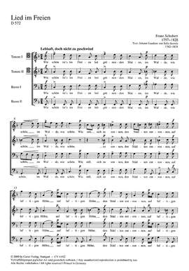 Schubert: Lied im Freien zu singen (D 572; FDur)