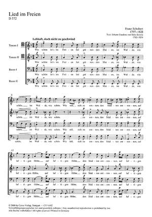 Schubert: Lied im Freien zu singen (D 572; F-Dur)