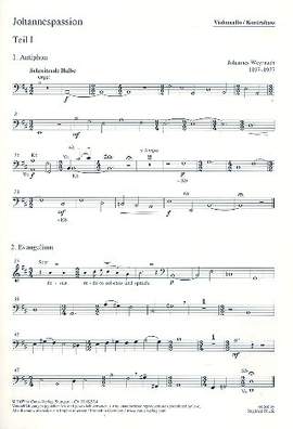 Weyrauch: Kleine Passion nach Johannes: cello part