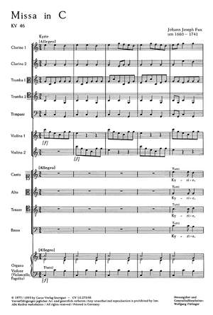 Fux: Missa in C (KV 46; CDur)