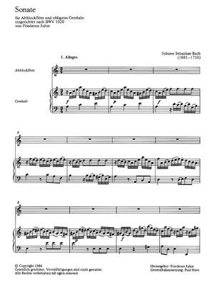 Bach, JS: Sonate in g (BWV 1020; g-Moll)