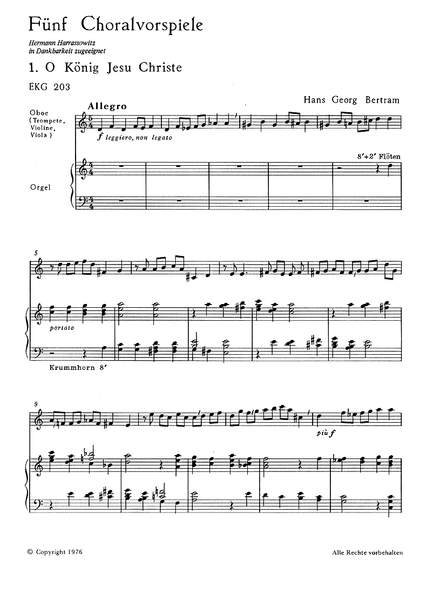 Bertram: Fünf Choralvorspiele