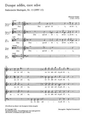 Schütz: Dunque addio, care selve (Lebet wohl denn, geliebte Wälder) (SWV 15 (op. 1 no. 15); dorisch)
