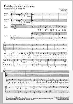 Schütz: Cantabo Domino in vita mea (SWV 260 (op. 6 no. 4); mixolydisch)