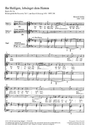 Schütz: Ihr Heiligen, lobsinget (SWV 288 (op. 8 no. 7); mixolydisch)