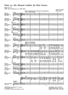 Schütz: Die Himmel erzählen die Ehre Gottes (SWV 455; dorisch)