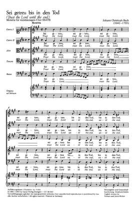 Bach, JC: Sei getreu bis in den Tod