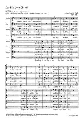 Bach, JL: Das Blut Jesu Christ (GDur)