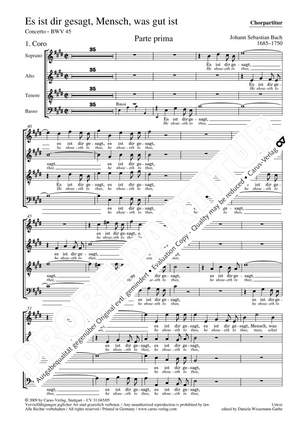 Bach, JS: Es ist dir gesagt, Mensch (BWV 45; EDur)