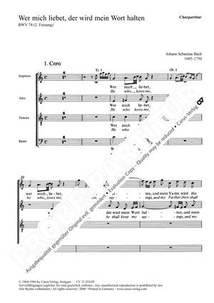 Bach, JS: Wer mich liebet, der wird mein Wort halten (II) (BWV 74)
